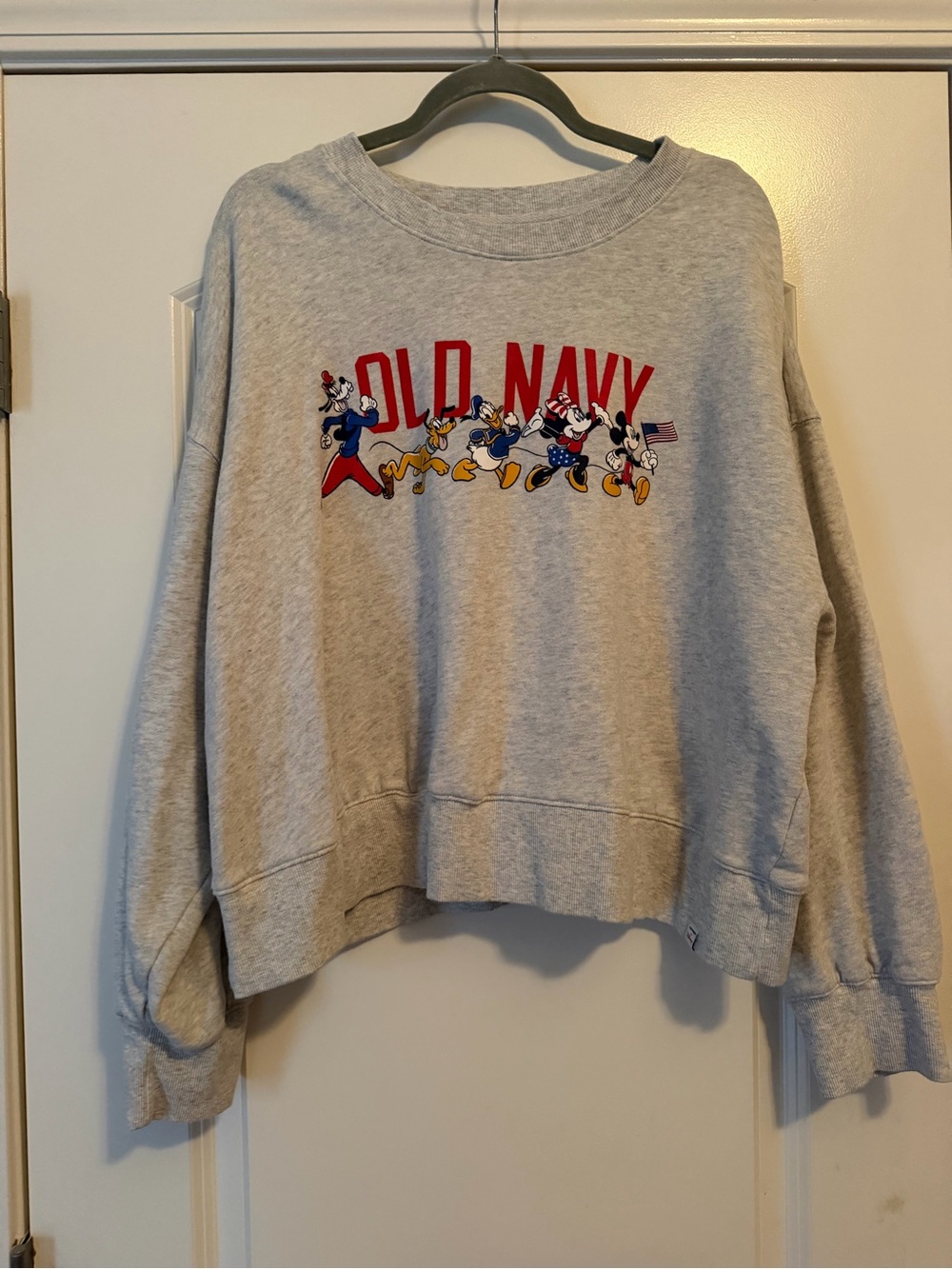 Old Navy Women's Heather Gray Disney Character Crewneck Sweatshirt